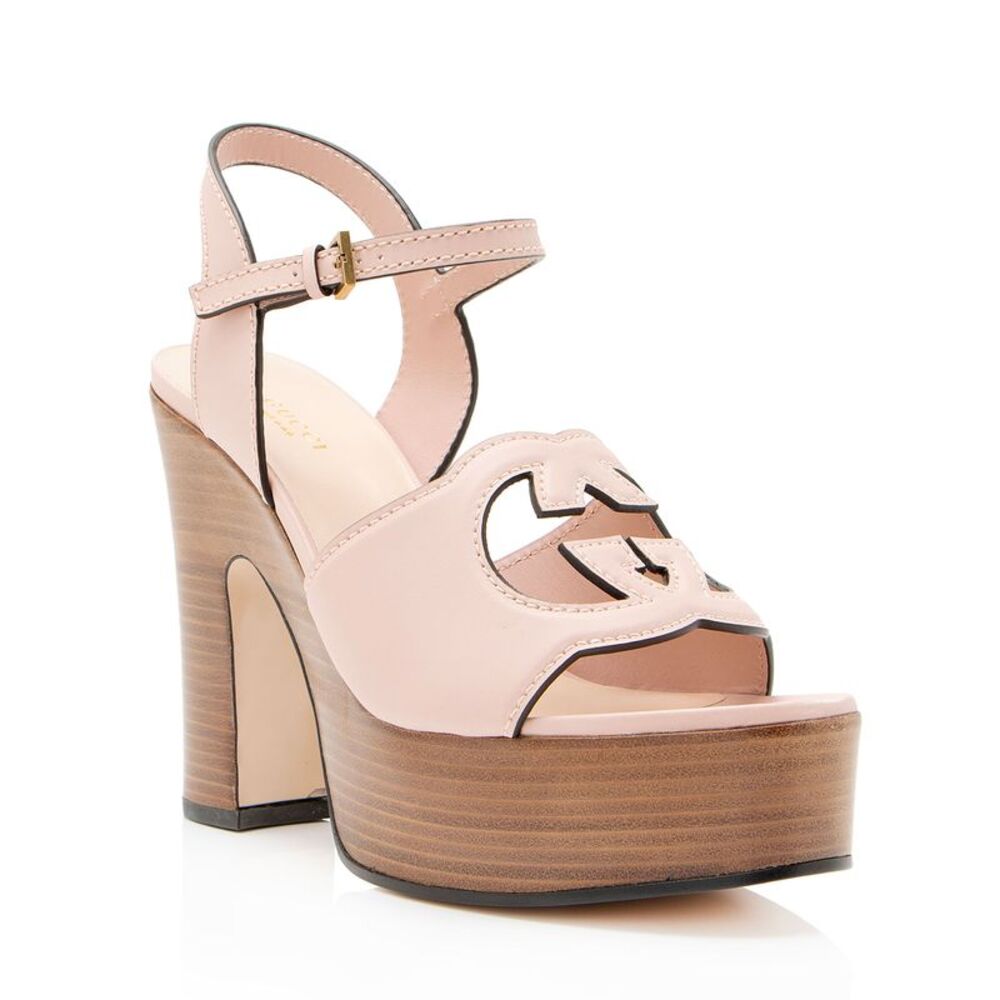 Gucci Leather Interlocking G Cutout Platform Sandals - Size 9.5 / 39.5